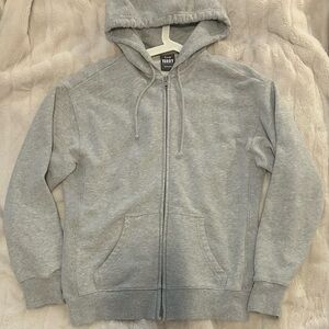 TNA Aritzia Terry Fleece Boyfriend Zip Hoodie in Heather Chrome